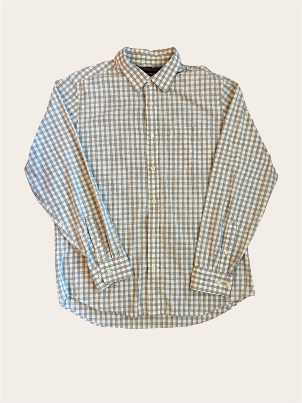 Banana Republic Men's Check Button-Down Shirt - Light Grey & White
